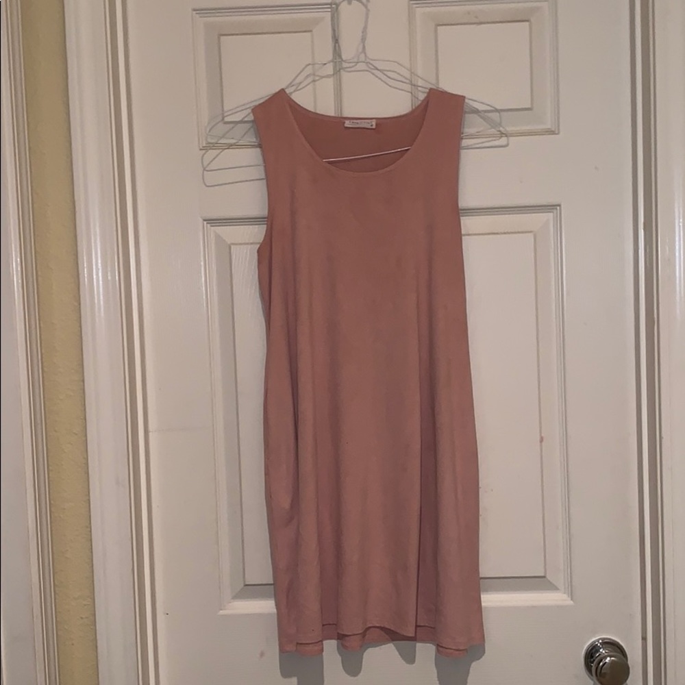 pink suede flowy dress